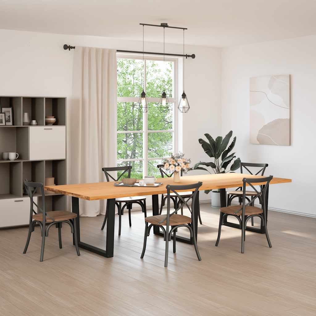 vidaXL Eettafel rechthoekig 320x120x74 cm massief eikenhout afbeelding