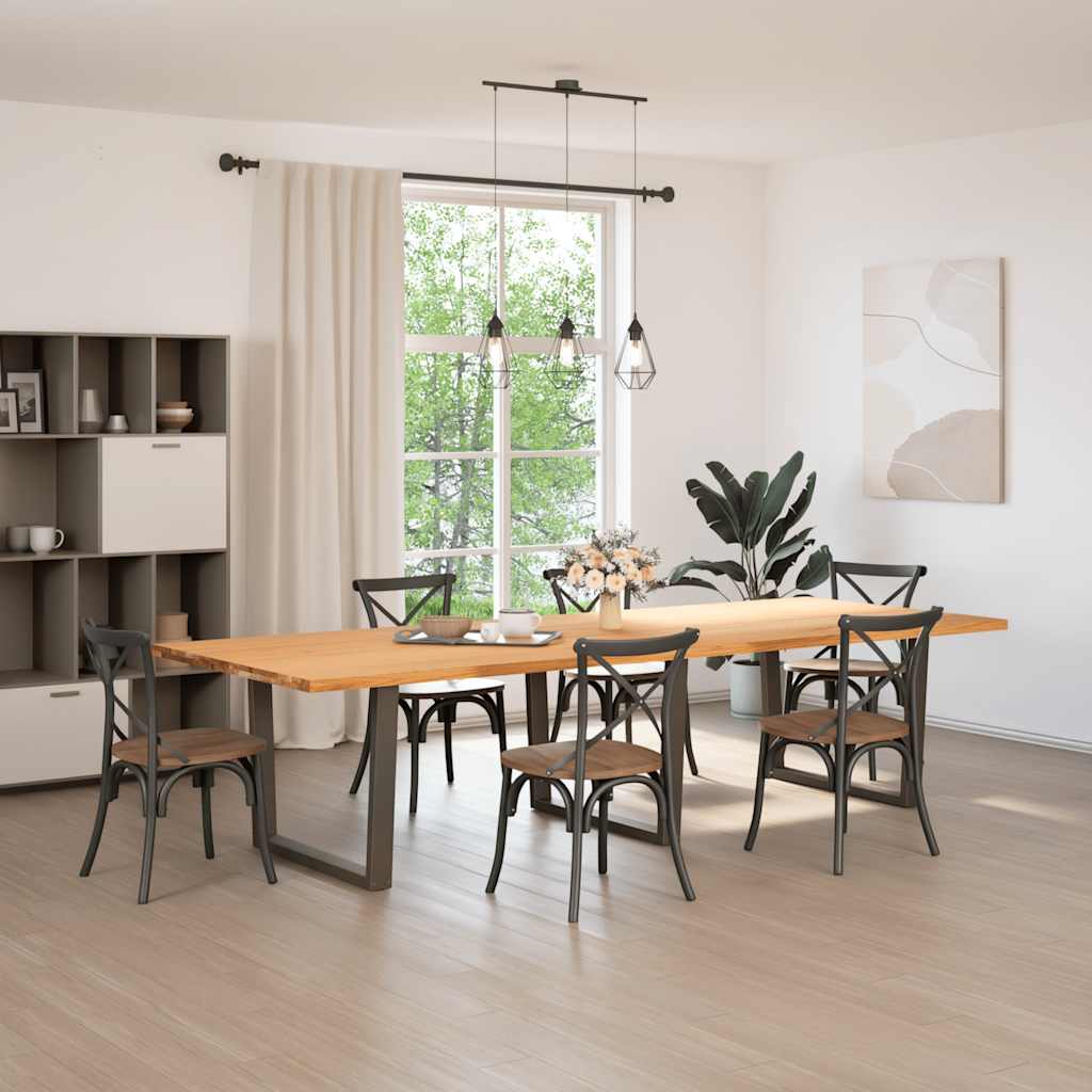 vidaXL Eettafel rechthoekig 320x120x74 cm massief eikenhout afbeelding