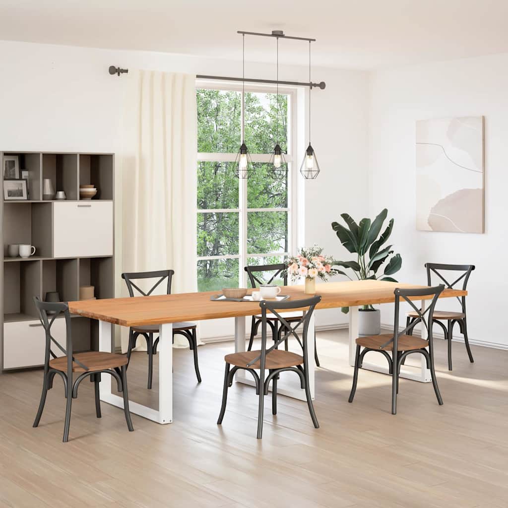 vidaXL Eettafel rechthoekig 320x120x74 cm massief eikenhout lichtbruin afbeelding
