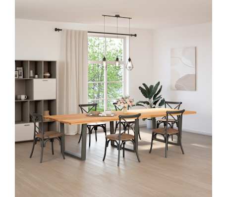 vidaXL Dining Table Light brown, Anthracite