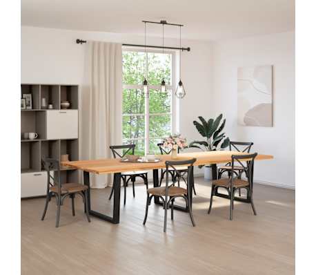 vidaXL Eettafel met natuurlijke rand 320x120x74 cm massief eikenhout