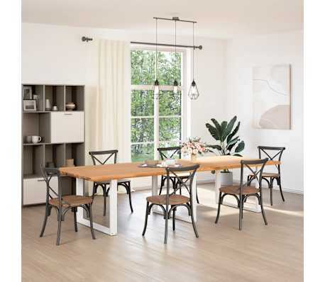 vidaXL Table &agrave; manger marron clair bois de ch&ecirc;ne massif rectangulaire