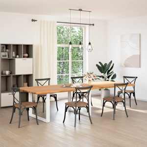 vidaXL Table &agrave; manger marron clair bois de ch&ecirc;ne massif rectangulaire