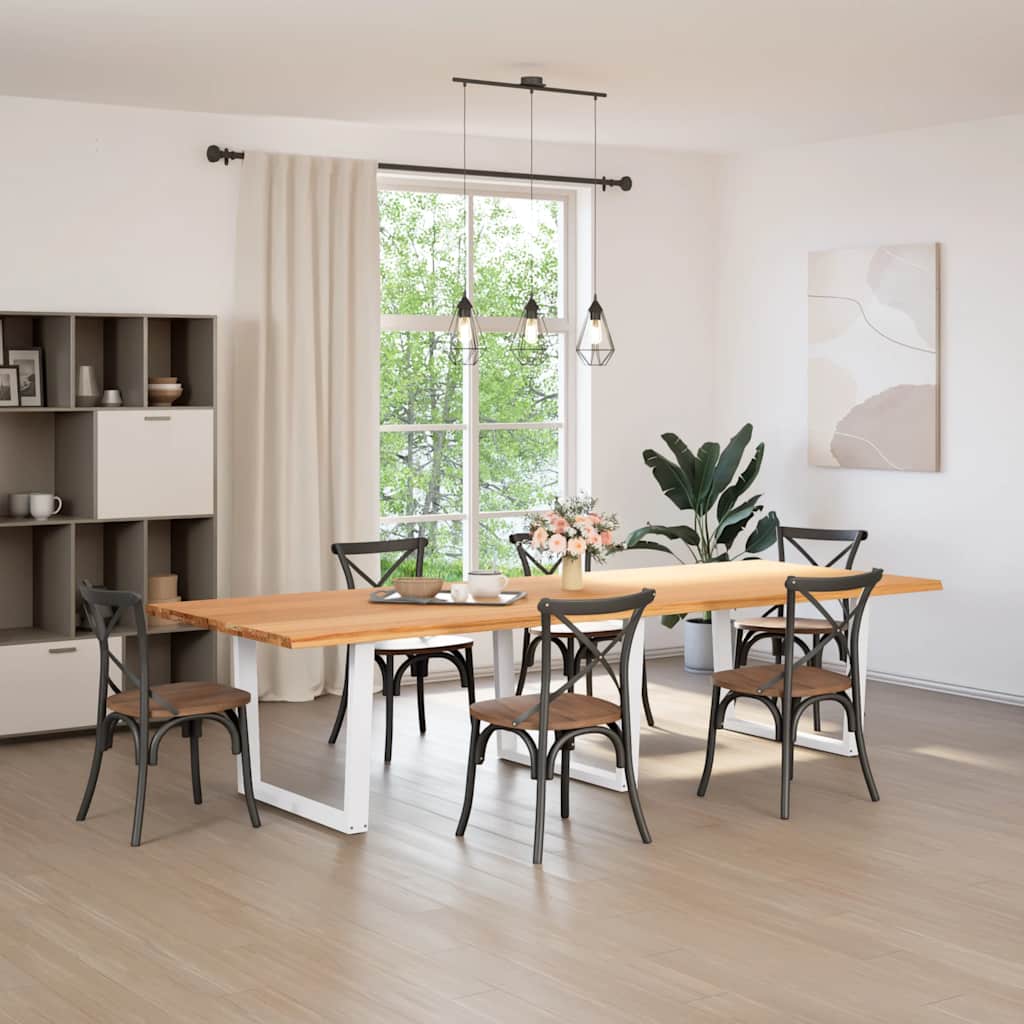 vidaXL Eettafel met natuurlijke rand 320x120x74 cm massief eikenhout afbeelding