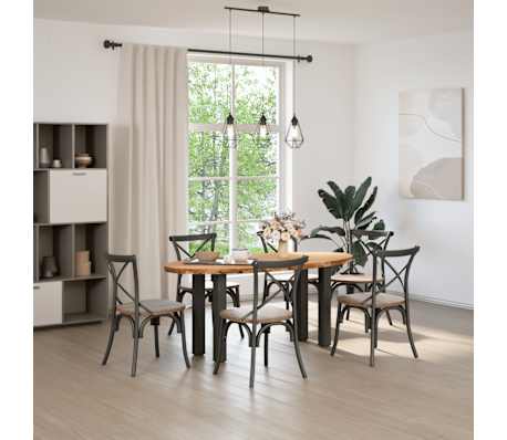 vidaXL Table &agrave; manger marron clair bois de ch&ecirc;ne massif ovale