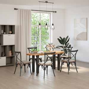 vidaXL Table &agrave; manger marron clair bois de ch&ecirc;ne massif ovale