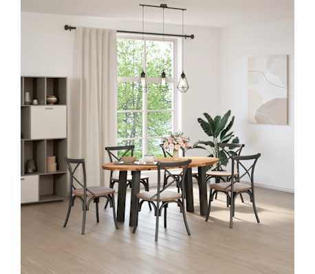 vidaXL Dining Table Light Brown, Anthracite