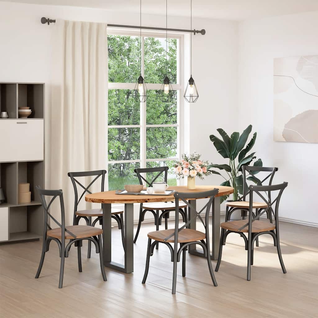 vidaXL Eettafel 180x90x74 cm ovaal massief eikenhout lichtbruin afbeelding