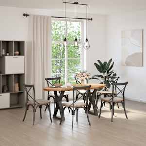 vidaXL Table &agrave; manger marron clair bois de ch&ecirc;ne massif ovale