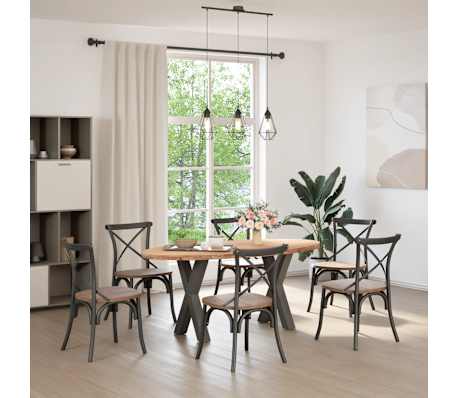 vidaXL Table &agrave; manger marron clair bois de ch&ecirc;ne massif ovale