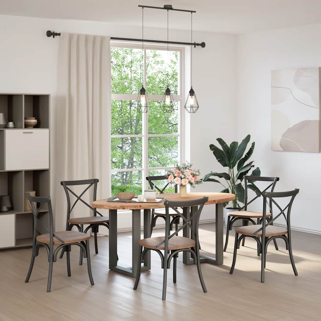 vidaXL Eettafel 180x90x74 cm ovaal massief eikenhout lichtbruin afbeelding