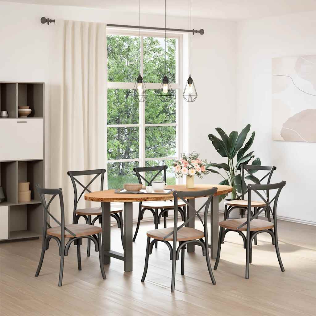 vidaXL Eettafel 180x90x74 cm ovaal massief eikenhout lichtbruin afbeelding