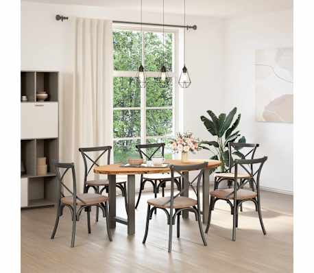 vidaXL Table &agrave; manger marron clair bois de ch&ecirc;ne massif ovale