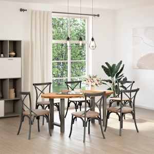 vidaXL Table &agrave; manger marron clair bois de ch&ecirc;ne massif ovale