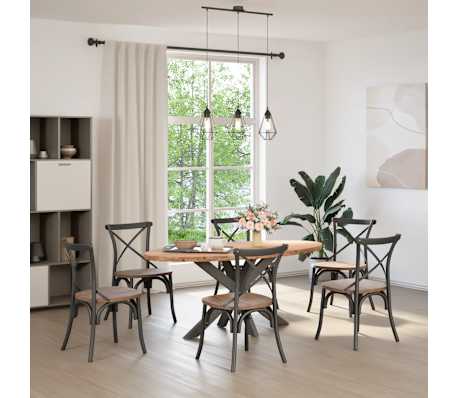 vidaXL Table &agrave; manger marron clair bois de ch&ecirc;ne massif ovale