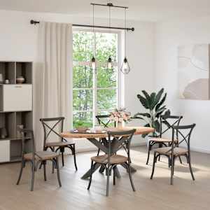 vidaXL Table &agrave; manger marron clair bois de ch&ecirc;ne massif ovale