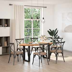 vidaXL Table &agrave; manger marron clair bois de ch&ecirc;ne massif ovale