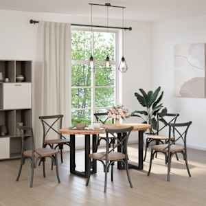 vidaXL Table &agrave; manger marron clair bois de ch&ecirc;ne massif ovale