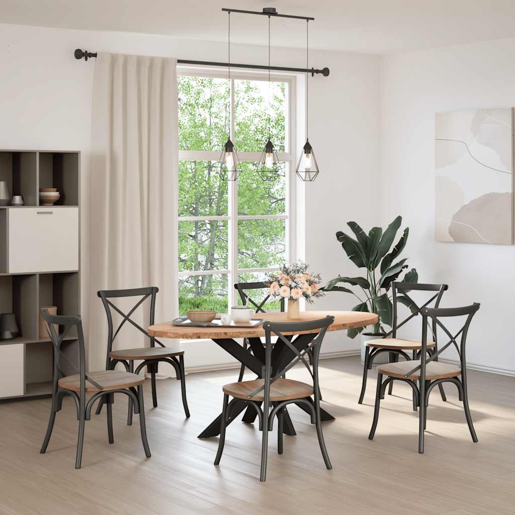 vidaXL Eettafel 180x90x74 cm ovaal massief eikenhout lichtbruin afbeelding