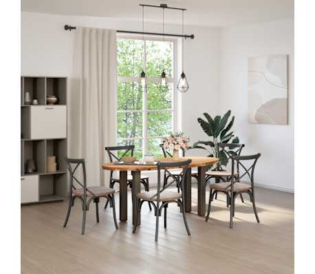 vidaXL Table &agrave; manger marron clair bois de ch&ecirc;ne massif ovale