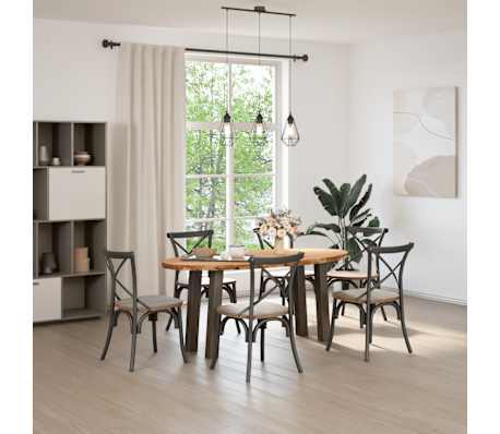 vidaXL Table &agrave; manger marron clair bois de ch&ecirc;ne massif ovale