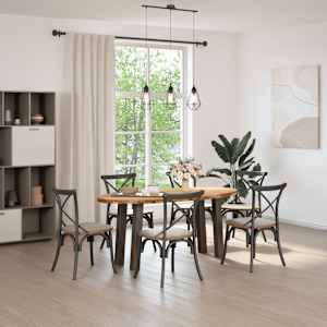 vidaXL Table &agrave; manger marron clair bois de ch&ecirc;ne massif ovale