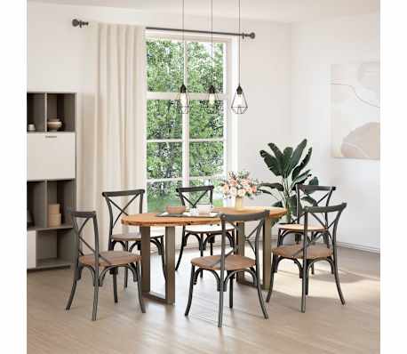 vidaXL Table &agrave; manger marron clair bois de ch&ecirc;ne massif ovale