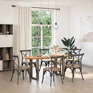 vidaXL Table &agrave; manger marron clair bois de ch&ecirc;ne massif ovale