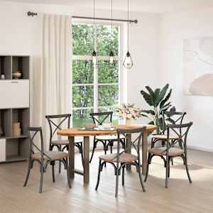 vidaXL Table &agrave; manger marron clair bois de ch&ecirc;ne massif ovale