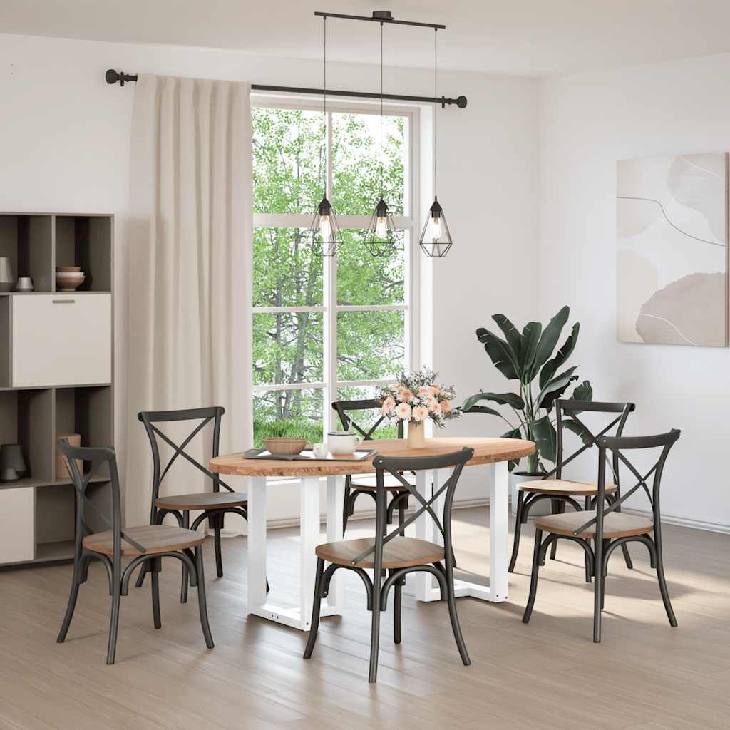 vidaXL Eettafel 180x90x74 cm ovaal massief eikenhout lichtbruin afbeelding
