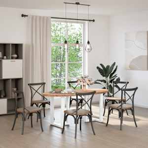 vidaXL Table &agrave; manger marron clair bois de ch&ecirc;ne massif ovale