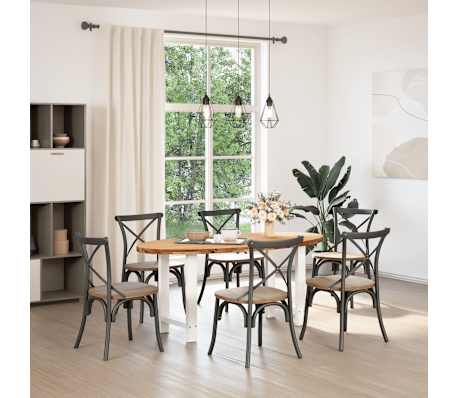 vidaXL Table &agrave; manger marron clair bois de ch&ecirc;ne massif ovale