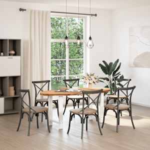 vidaXL Table &agrave; manger marron clair bois de ch&ecirc;ne massif ovale