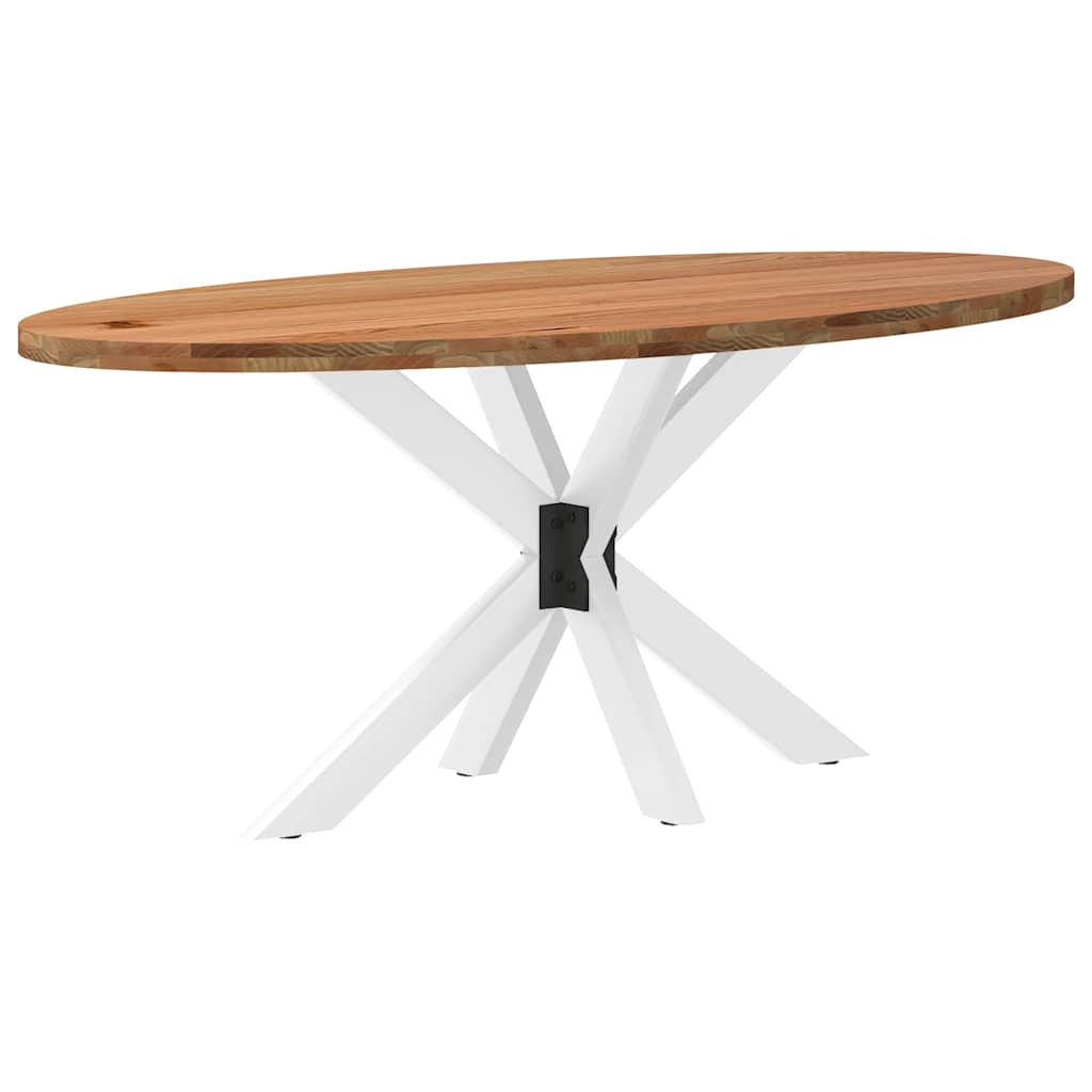 Eettafel 180x90x74 cm ovaal massief eikenhout lichtbruin