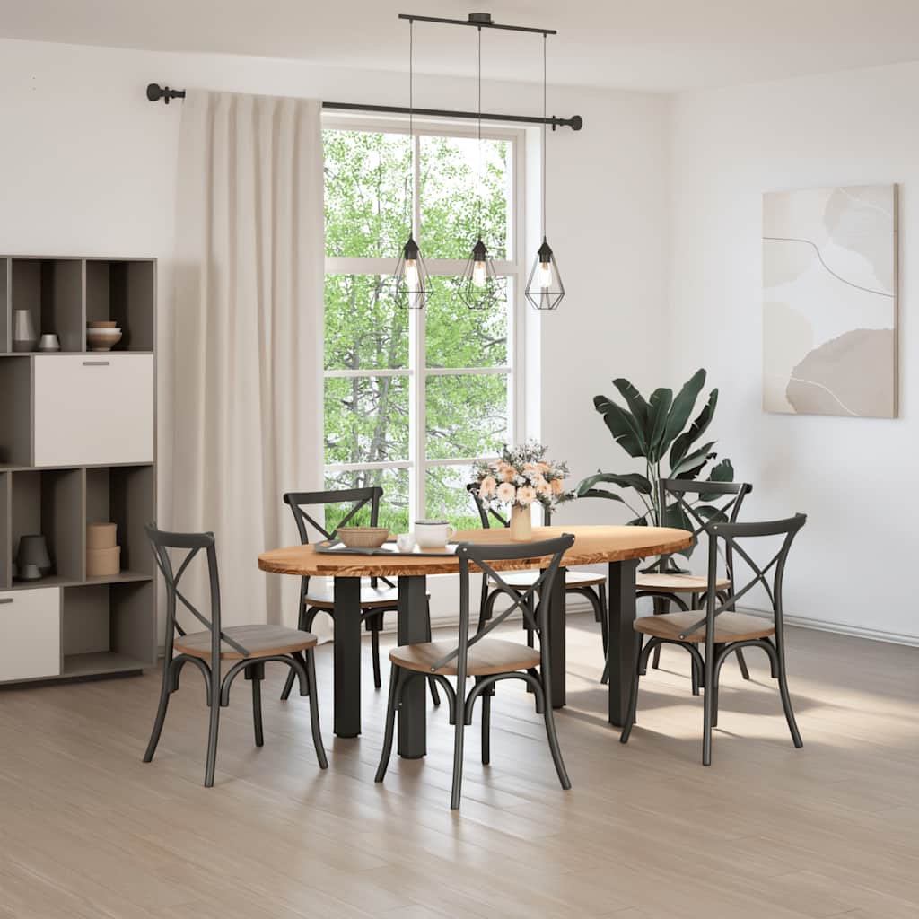vidaXL Eettafel 200x100x74 cm ovaal massief eikenhout lichtbruin
