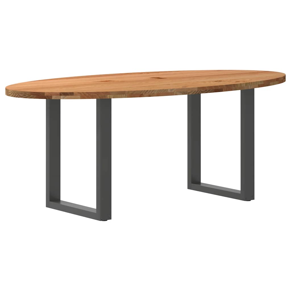 Eettafel 200x100x74 cm ovaal massief eikenhout lichtbruin image 6