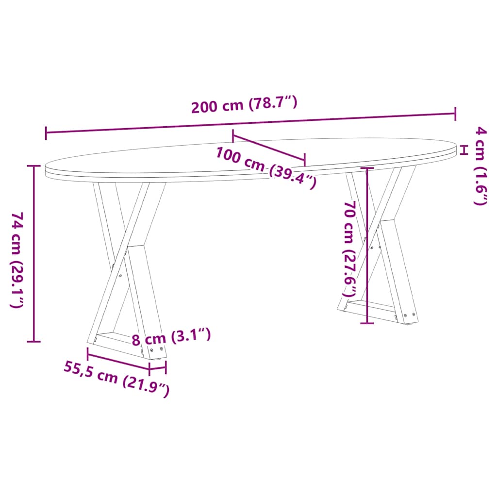 Eettafel 200x100x74 cm ovaal massief eikenhout lichtbruin image 13