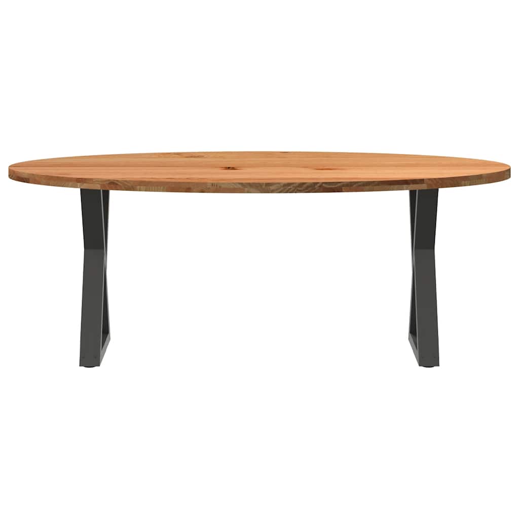 Eettafel 200x100x74 cm ovaal massief eikenhout lichtbruin image 3