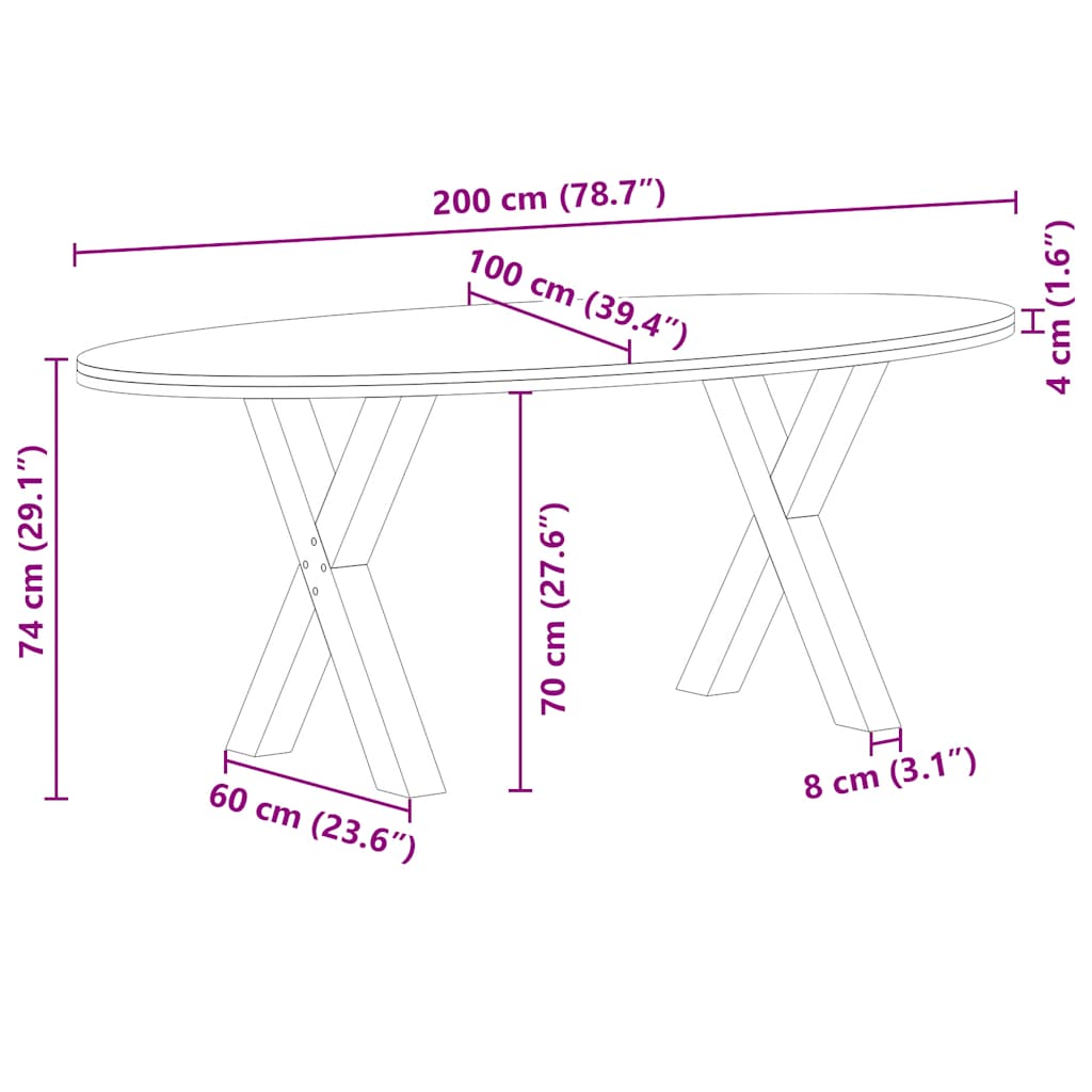 Eettafel 200x100x74 cm ovaal massief eikenhout lichtbruin image 13