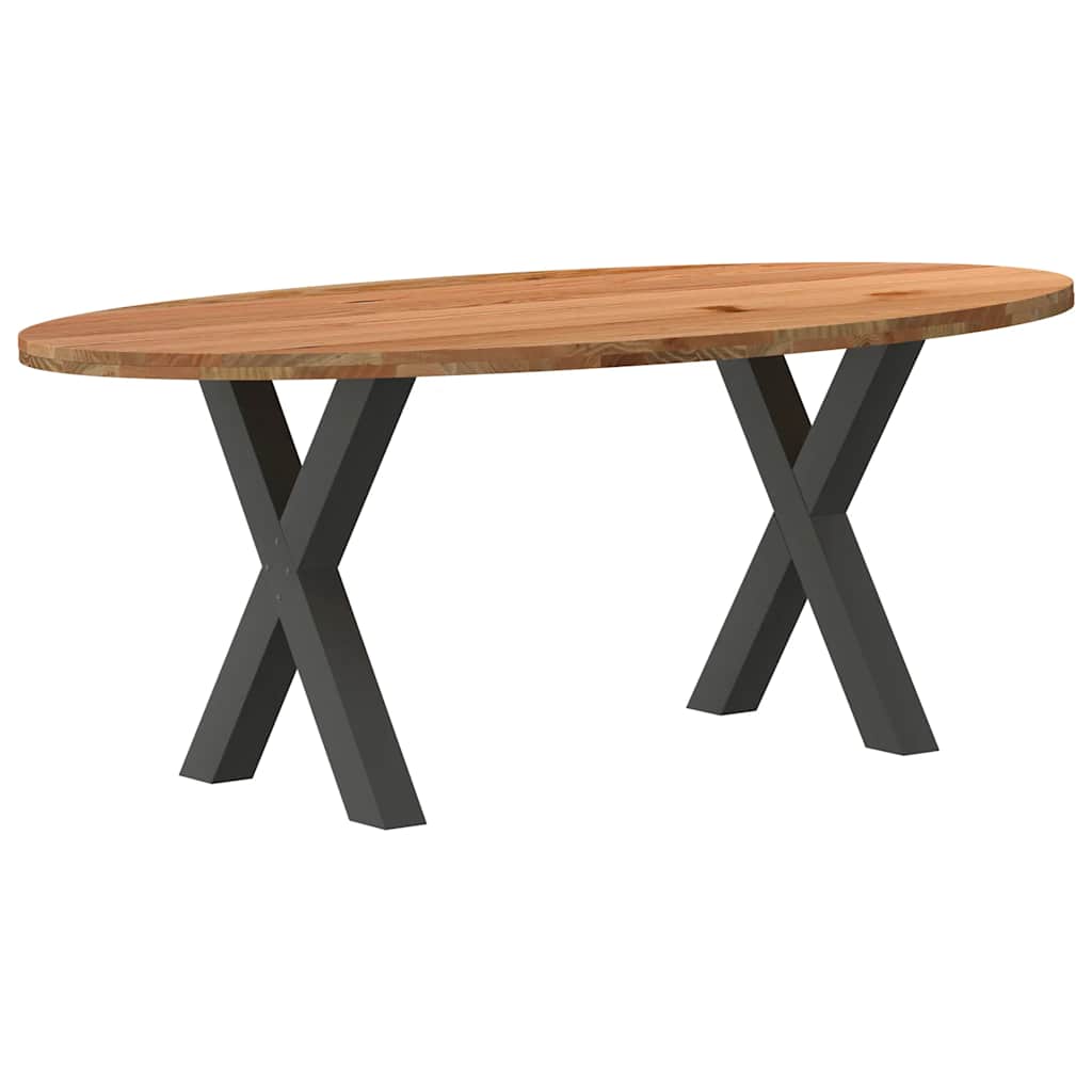 Eettafel 200x100x74 cm ovaal massief eikenhout lichtbruin image 6