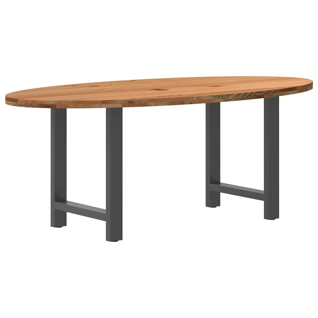 Eettafel 200x100x74 cm ovaal massief eikenhout lichtbruin image 1