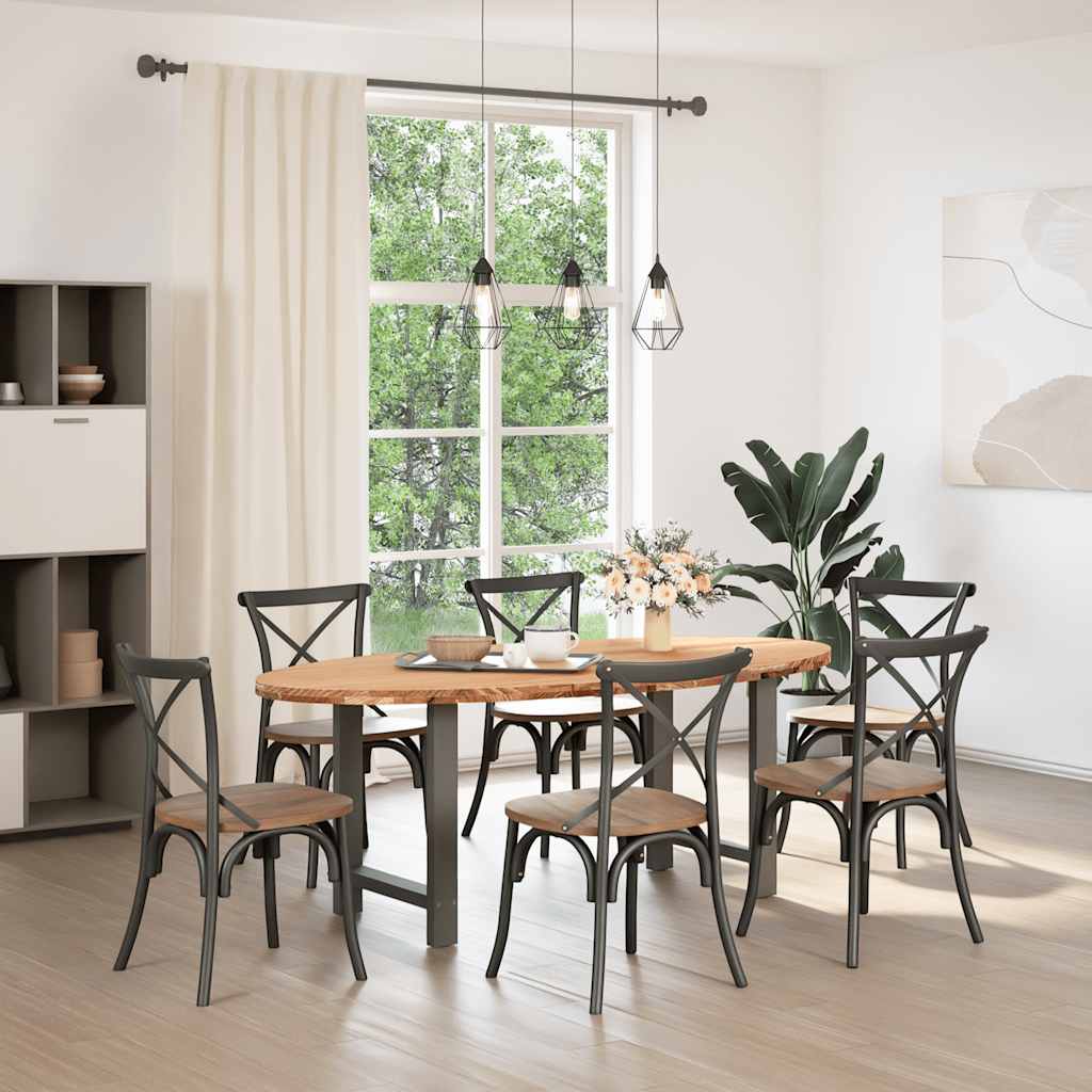 Eettafel 200x100x74 cm ovaal massief eikenhout lichtbruin image 2