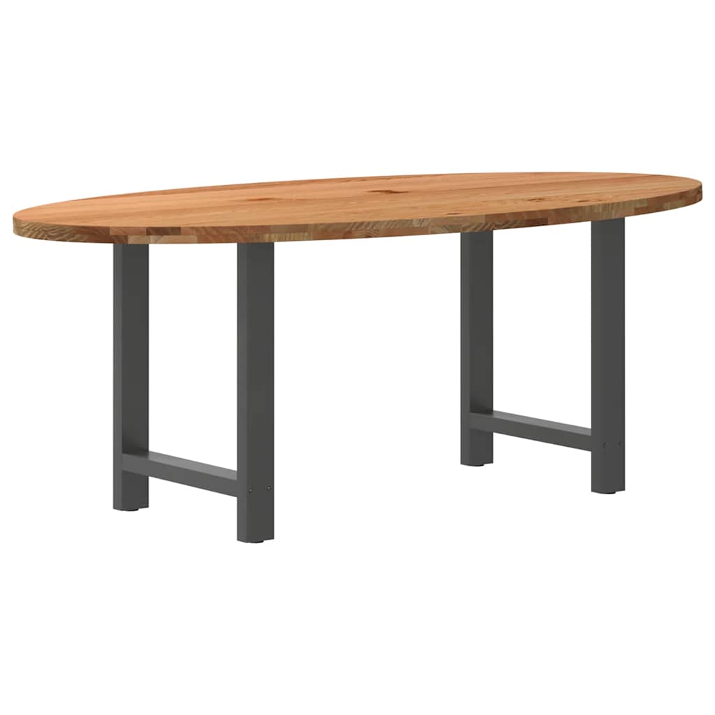 Eettafel 200x100x74 cm ovaal massief eikenhout lichtbruin image 6