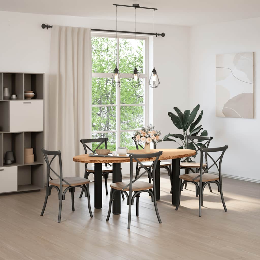 vidaXL Eettafel 200x100x74 cm ovaal massief eikenhout lichtbruin