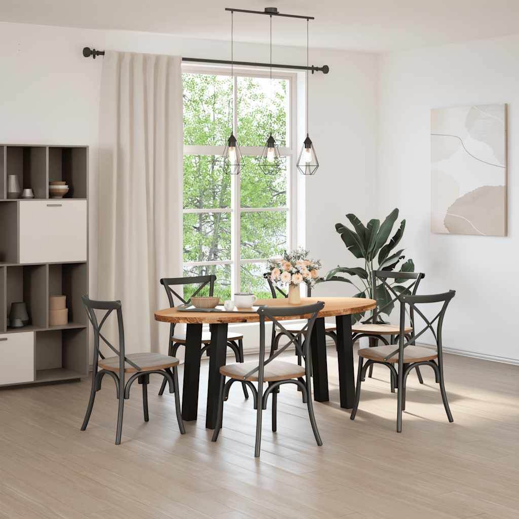 vidaXL Eettafel 200x100x74 cm ovaal massief eikenhout lichtbruin