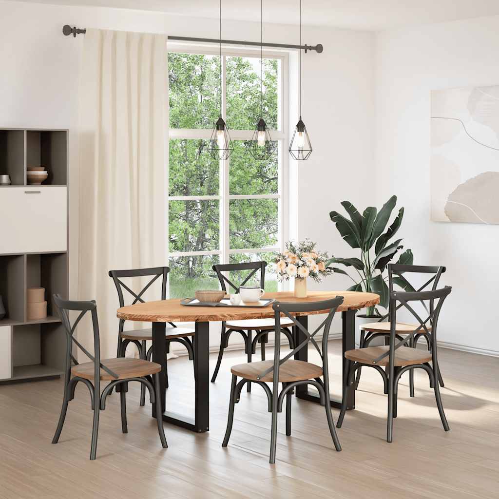 vidaXL Eettafel 200x100x74 cm ovaal massief eikenhout lichtbruin