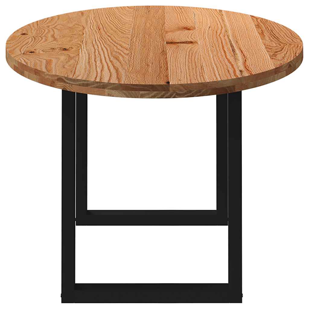 Eettafel 200x100x74 cm ovaal massief eikenhout lichtbruin image 4