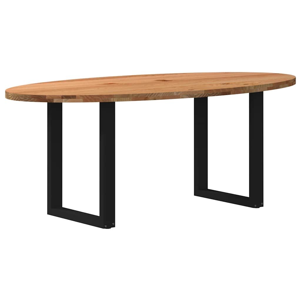 Eettafel 200x100x74 cm ovaal massief eikenhout lichtbruin image 5