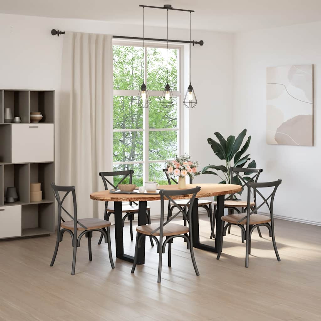 vidaXL Eettafel 200x100x74 cm ovaal massief eikenhout lichtbruin