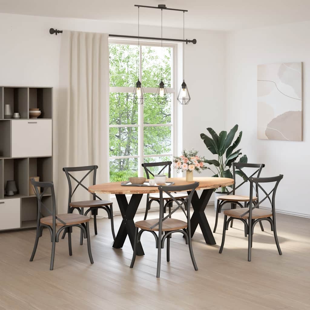 Eettafel 200x100x74 cm ovaal massief eikenhout lichtbruin image 2